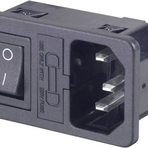 Wtyk IEC montażem zatrzaskowym i wyłącznikiem Kaiser, 10 A, 250 V, czarny Wtyk IEC montażem zatrzaskowym i wyłącznikiem Kaiser, 10 A, 250 V, czarny