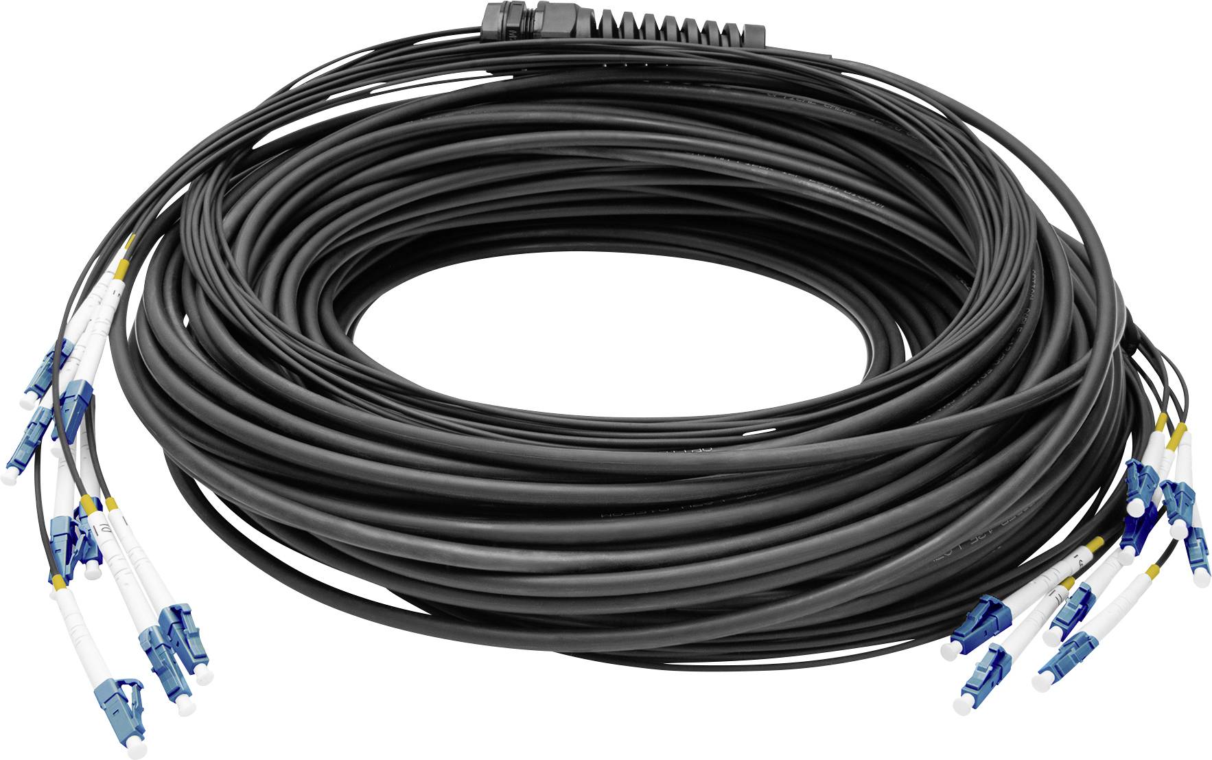 Digitus DK-2A338U030BK-BBB światłowodowe do światłowodów kabel 30 m czarny [8x złącze męskie LC/UPC - 8x złącze męskie L - obrazek 1