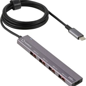 Renkforce RF-6700798 USB-Hub 4 porty USB-A USB 3.2 Gen2 10 GBit/s z wtyczką USB-C, aluminiowa obudowa, Port ładowania US Renkforce RF-6700798 USB-Hub 4 porty USB-A USB 3.2 Gen2 10 GBit/s z wtyczką USB-C, aluminiowa obudowa, Port ładowania US