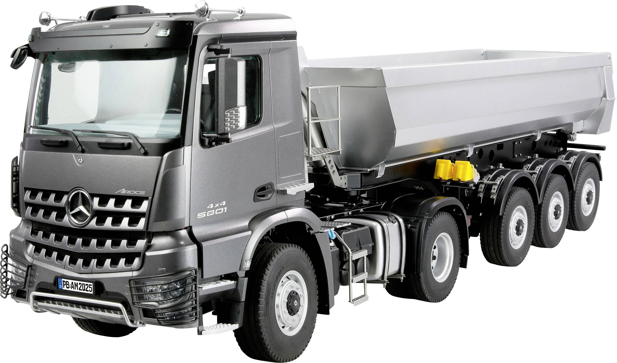 Samochód RC dla początkujących Amewi Mercedes-Benz Arocs Sattelzug mit Kippauflieger 4x4 1:14 RTR anthrazit 1:14 RtR - obrazek 1