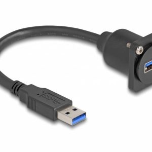 Delock Kabel USB Złącze męskie USB-A, Złącze żeńskie USB-A 0.20 m czarny 87967 Delock Kabel USB Złącze męskie USB-A, Złącze żeńskie USB-A 0.20 m czarny 87967
