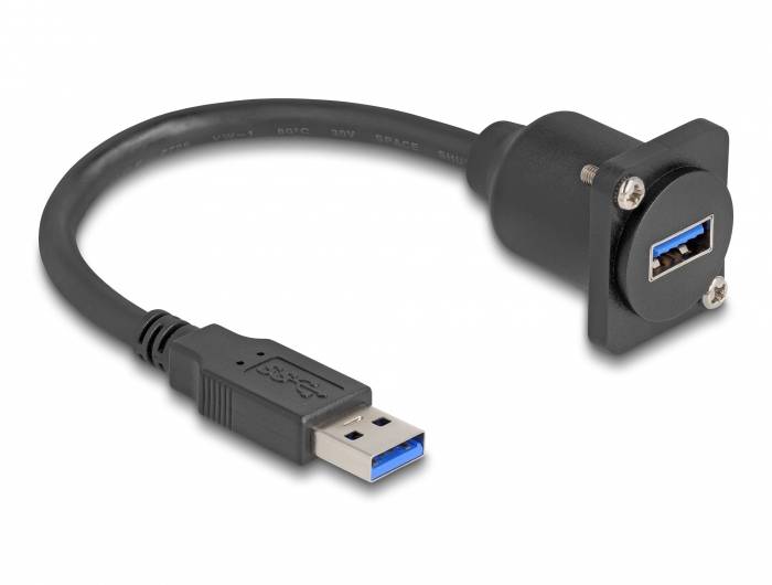 Delock Kabel USB Złącze męskie USB-A, Złącze żeńskie USB-A 0.20 m czarny 87967 - obrazek 1