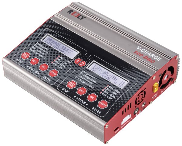 Ładowarka modelarska wielofunkcyjna Reely V-Charge 200 Duo 10 A NiMH, LiPo, LiIon, LiHV, Akumulator ołowiowo-wapniowy, A