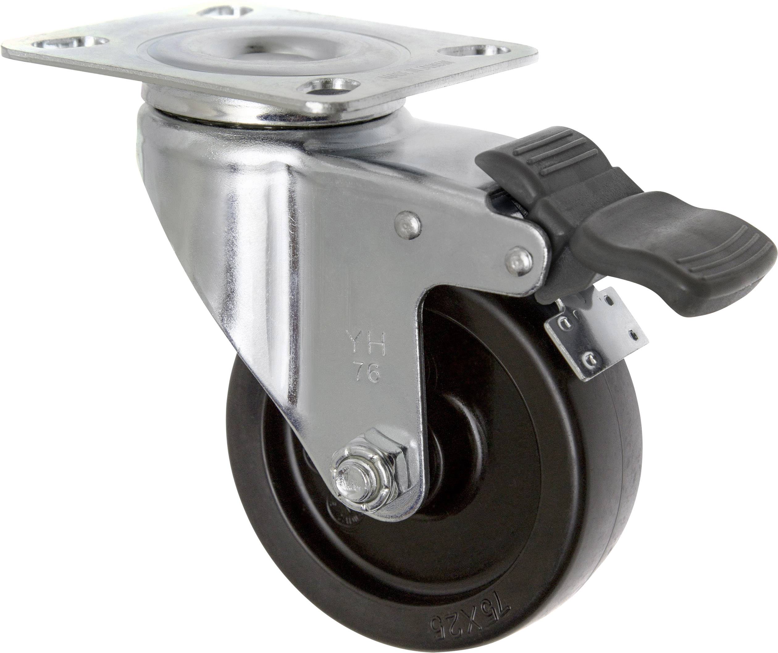 TOOLCRAFT TO-5137905 Kółko obrotowe z blokadą PP 75 mm z płytką montażową Maksymalne obciążenie: 70 kg - obrazek 1