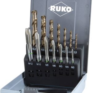 RUKO 245051RO Komplet gwintowników maszynowych 14 szt. metryczny M3, M4, M5, M6, M8, M10, M12 Cięcie prawostronne DIN 37 RUKO 245051RO Komplet gwintowników maszynowych 14 szt. metryczny M3, M4, M5, M6, M8, M10, M12 Cięcie prawostronne DIN 37