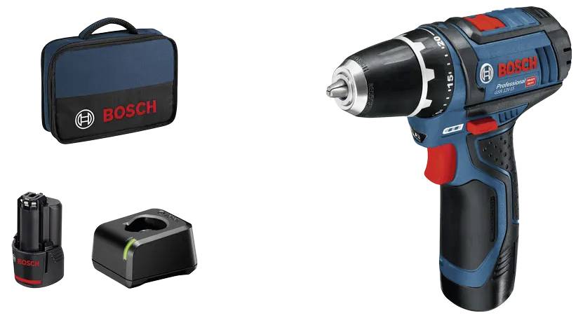 Wiertarko-wkrętarka akumulatorowa Bosch Professional GSR 12V-15 060186810F 12 V zaw. 2 akumulatory - obrazek 1
