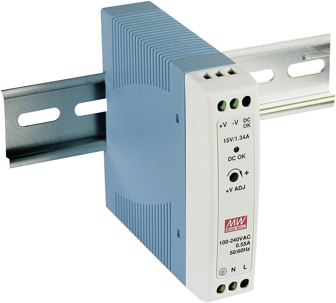 Zasilacz na szynę DIN MEAN WELL MDR-20-24, 24 V/DC, 1 A, 24 W - obrazek 1