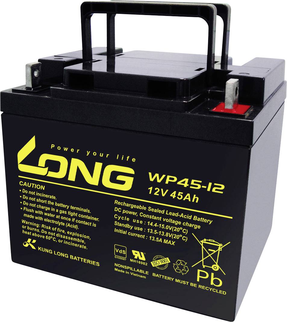 Akumulator ołowiowy Long WP45-12 WP45-12, AGM, 12 V, 45 Ah - obrazek 1