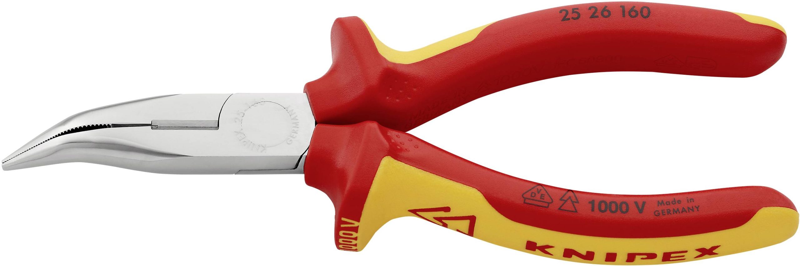 Knipex 25 26 160 VDE Szczypce płaskie, okrągłe wygięte pod kątem 40° stal elektrotechniczna chromowo-wanadowa 160 mm - obrazek 1