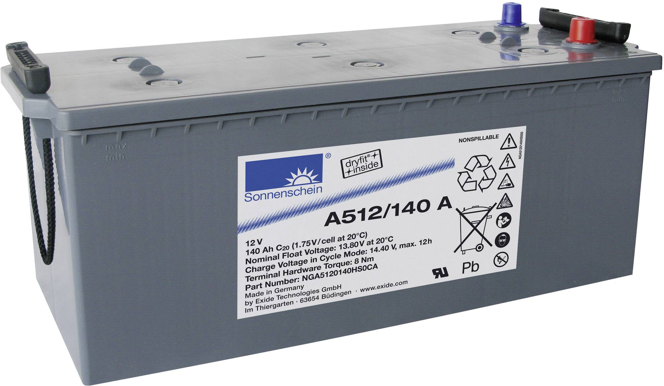 Akumulator ołowiowy GNB Sonnenschein A512/140 A NGA5120140HS0CA, ołowiowo żelowe, 12 V, 140 Ah - obrazek 1