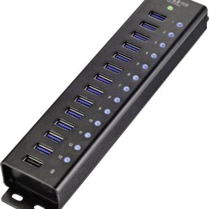 Renkforce RF-3897144 USB-Hub 13 Portów USB-A USB 3.0 5 GBit/s aluminiowa obudowa, montaż ścienny, z gniazdem szybkiego ł Renkforce RF-3897144 USB-Hub 13 Portów USB-A USB 3.0 5 GBit/s aluminiowa obudowa, montaż ścienny, z gniazdem szybkiego ł