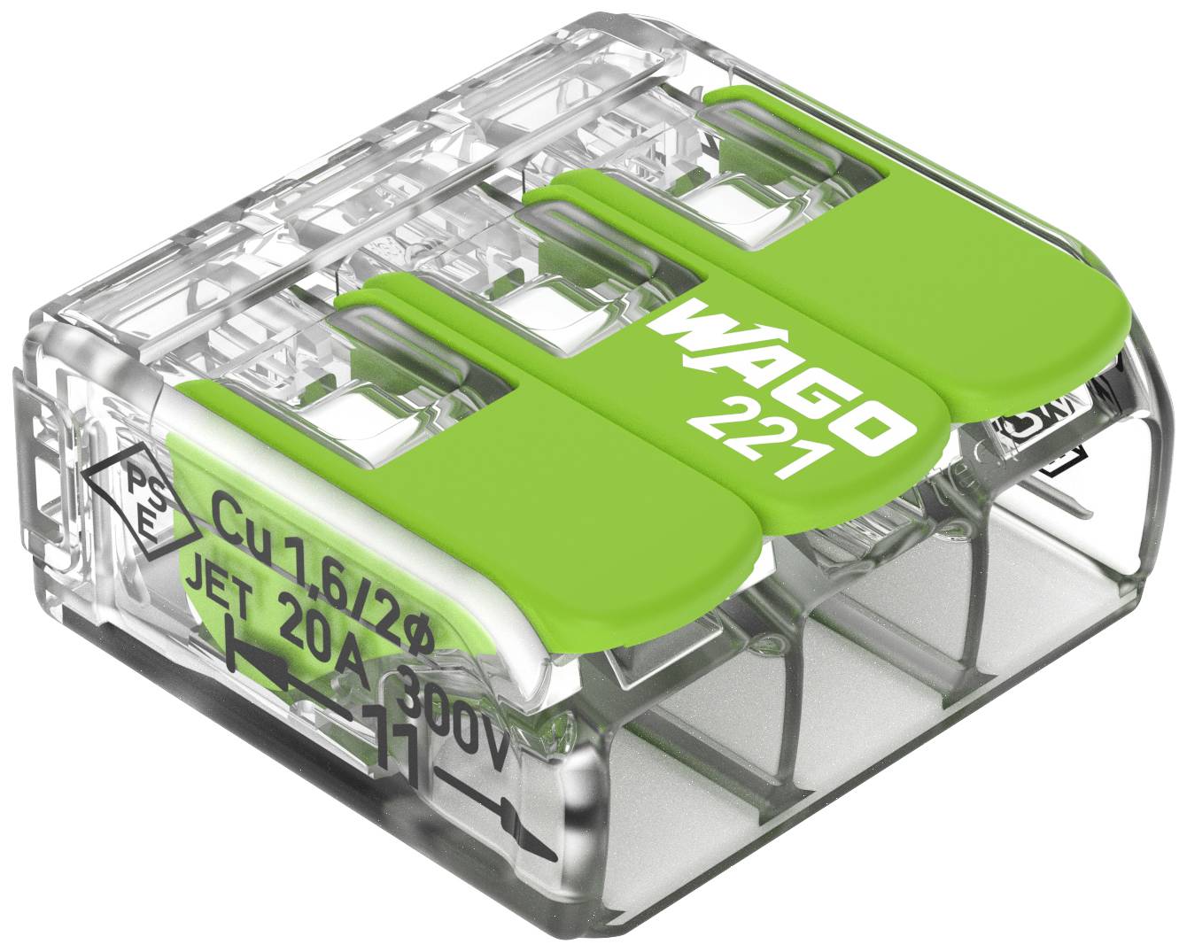 WAGO 221-423 Złącze zaciskowe 221, PIN: 3, 450 V, 32 A, 50 szt. - obrazek 1