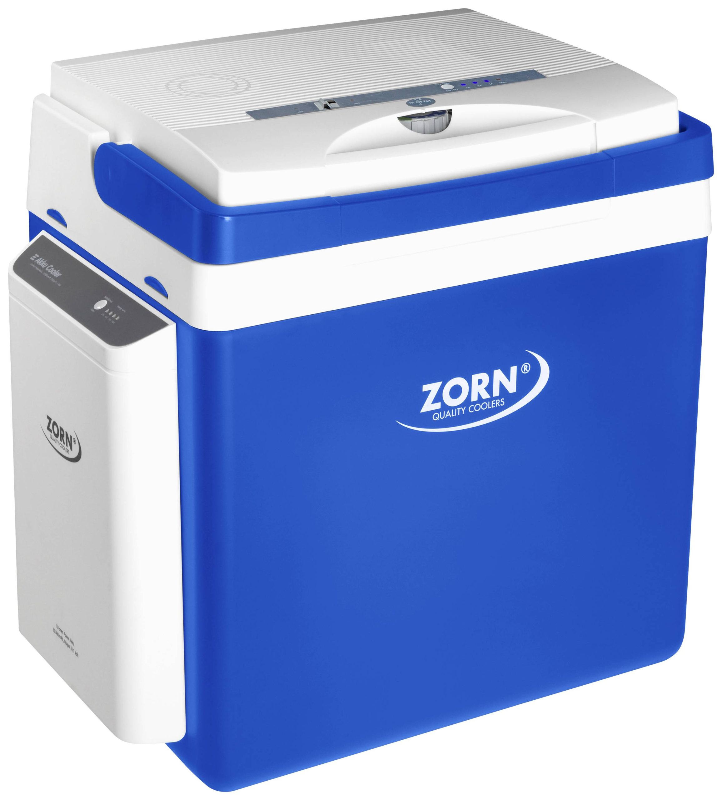 ZORN Cooler Z 26 LNE 7,8 Ah Lodówka na baterie EEK: E (A - G) termoelektryczna 12 V, 230 V DC/AC niebiesko-biały 25 l Fu - obrazek 1