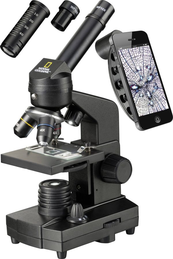National Geographic 9039001 40x-1280x Mikroskop inkl. Smartphone Halterung Mikroskop światła przechodzącego jednookularo