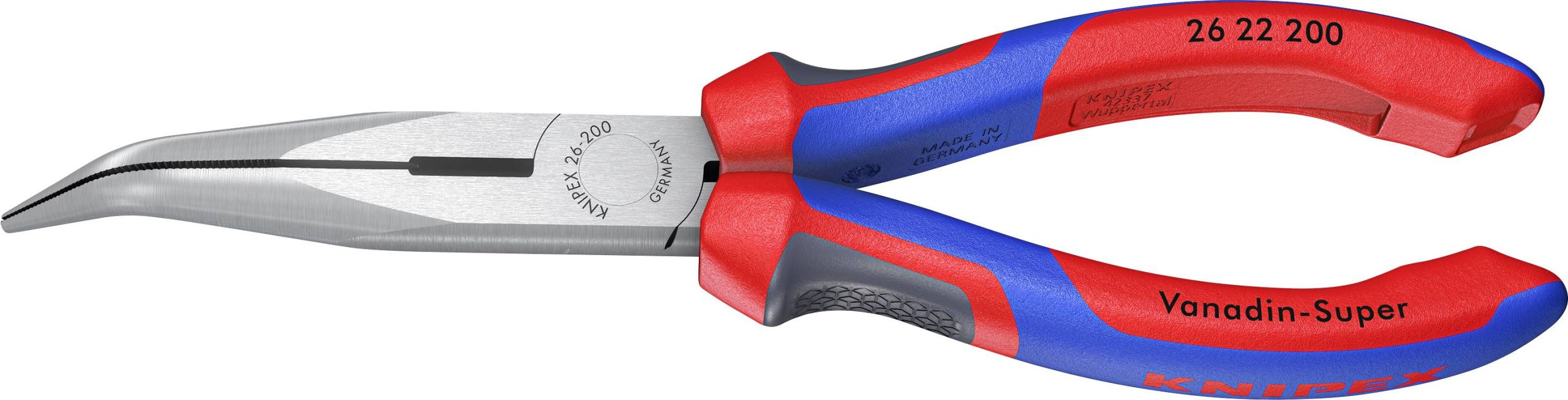 Knipex 26 22 200 do warsztatu Szczypce płaskie, okrągłe wygięte pod kątem 40° stal elektrotechniczna wanadowa 200 mm - obrazek 1
