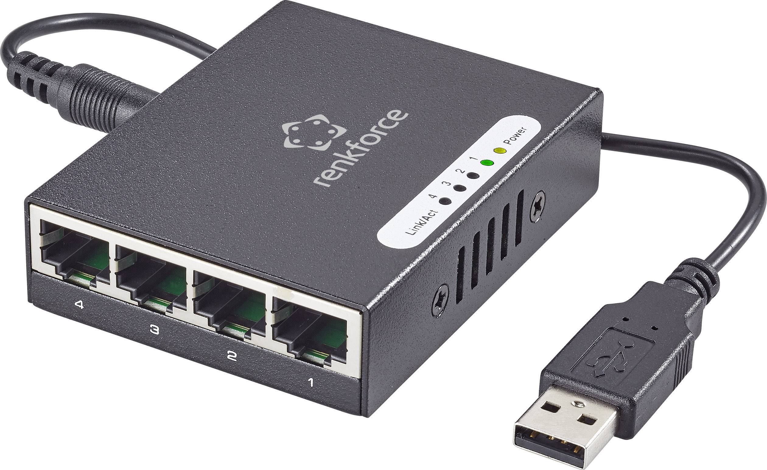 Renkforce RF-4270245 RF-4270245 Switch sieciowy 4 porty 1000 MBit/s zasilanie USB - obrazek 1
