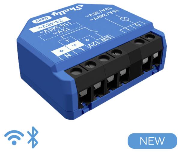 Shelly Shelly 1 Gen 3 Element wykonawczy Bluetooth, Wi-Fi - obrazek 1