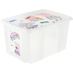 keeeper Świnka Peppa Pojemnik do przechowywania z pokrywą, Obracany i układany w stos, Dla dzieci, 45 l, Karolina, Naturalny Przezroczysty keeeper Świnka Peppa Pojemnik do przechowywania z pokrywą, Obracany i układany w stos, Dla dzieci, 45 l, Karolina, Naturalny Przezroczysty