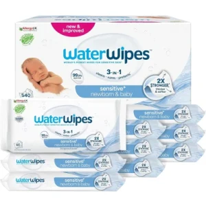 WaterWipes Sensitive+ Newborn & Baby Wipes – 540 sztuk – 9-pak