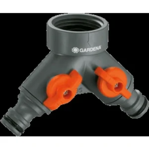 Zawór 2 drogowy Gardena z regulowanymi wylotami o rozmiarze 26,5 mm Zawór 2 drogowy Gardena z regulowanymi wylotami o rozmiarze 26,5 mm