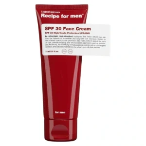 Recipe For Men, SPF 30 Face Cream, Krem nawilżający, Śmietana, Dla twarzy, SPF30, 75 ml Recipe For Men, SPF 30 Face Cream, Krem nawilżający, Śmietana, Dla twarzy, SPF30, 75 ml